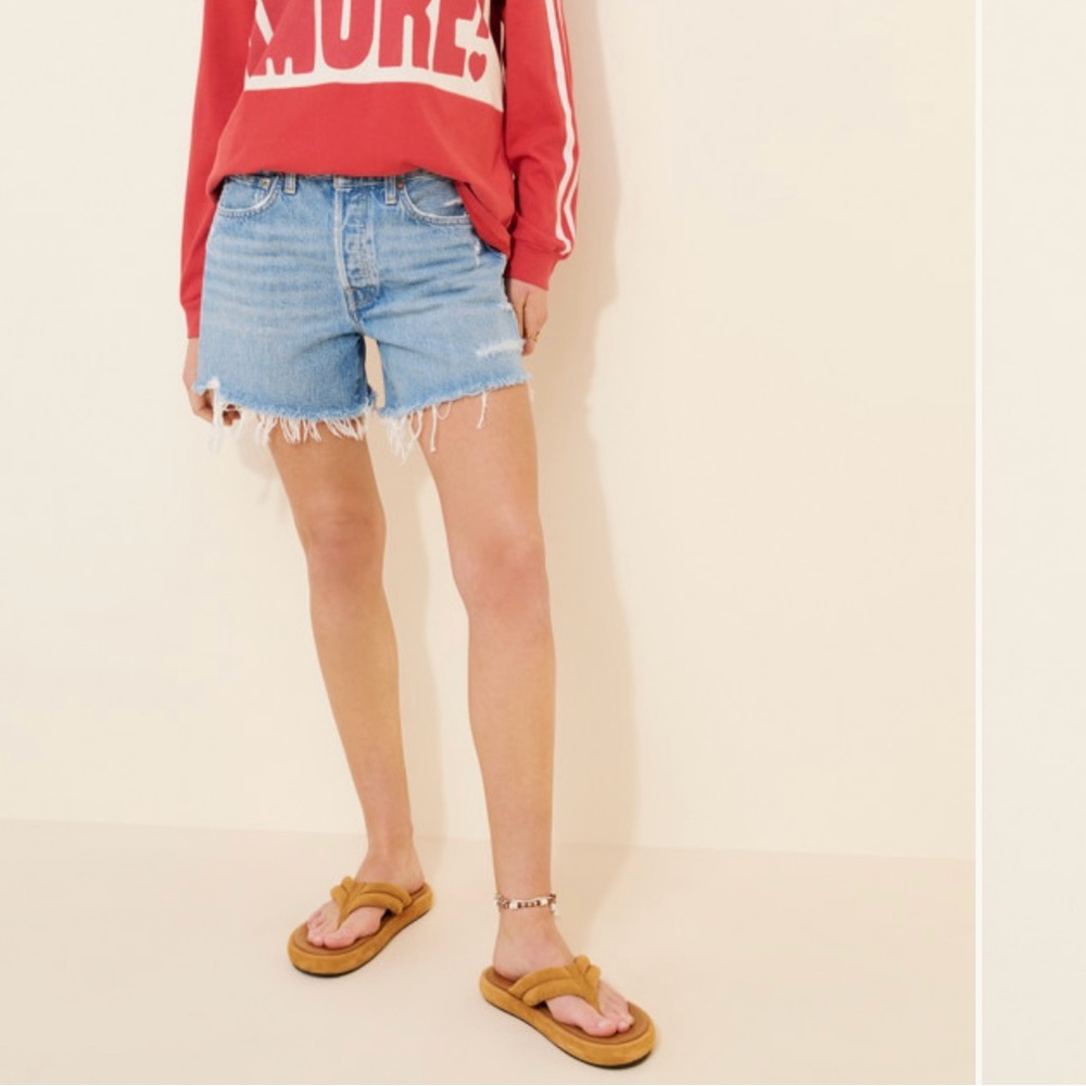Agolde Light Blue Jean Shorts